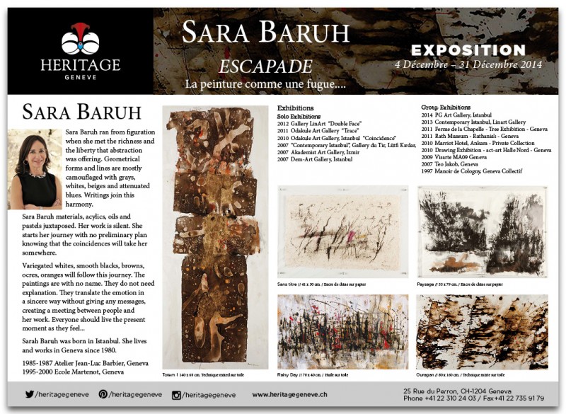 Exhibition -ESCAPADE by Sarah Baruh 04 -31 December 2014